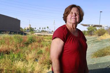 Nancy Menzel is a board member at the Southern Nevada Health District and an associate professor of nursing at UNLV. Seen here in a flood control wash near Flamingo Road and Swenson Street, where health district officials have seen homeless people, Menzel says she’s frustrated with the district’s struggle to stay on top of public health problems.