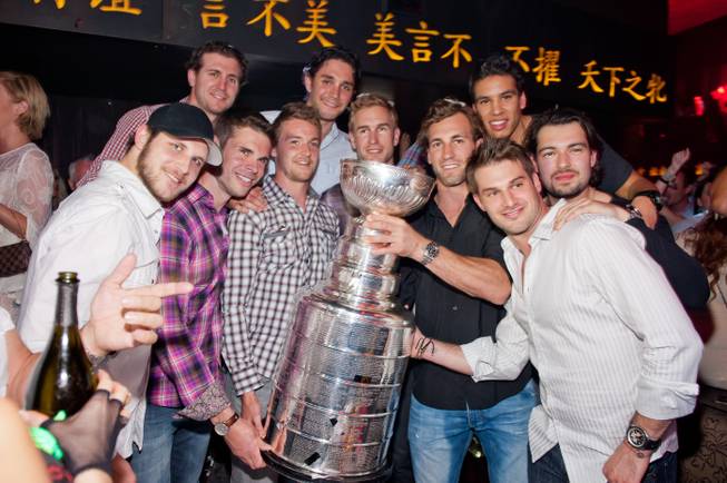 The L.A. Kings celebrate with the Stanley Cup at Tao in The Venetian on Thursday, June 14, 2012. 