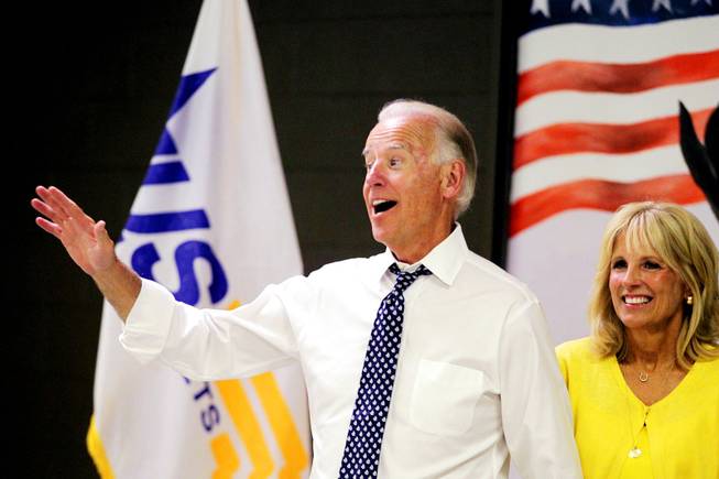 Vice President Joseph Biden and his wife Dr. Jill Biden visit veterans at the U.S. Vets Career Center in downtown Las Vegas on Tuesday, July 10, 2012.