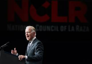 Vice President Joseph Biden delivers the keynote address during the 2012 National Council of La Raza Annual Conference at Mandalay Bay Convention Center in Las Vegas on Tuesday, July 10, 2012.