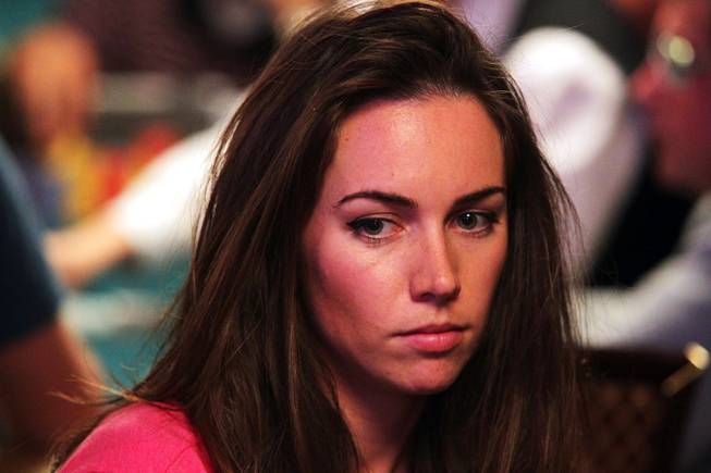 Liv Boeree plays in the Main Event of the World Series of Poker at the Rio in Las Vegas on Thursday, July 12, 2012.