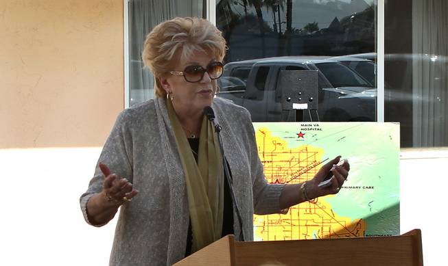 Las Vegas Mayor Carolyn Goodman speaks at the grand opening of Veteran's Village, a 125-unit converted motel for housing homeless veterans on Las Vegas Boulevard, south of Charleston Boulevard. Several organizations that provide services for veterans are also partnering on the project.