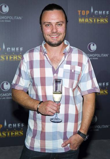 Chef David Myers of Comme Ca at The Cosmopolitan of Las Vegas arrives for the “Top Chef Masters” Season 4 premiere party at Boulevard Pool in The Cosmopolitan of Las Vegas on Wednesday, July 25, 2012.