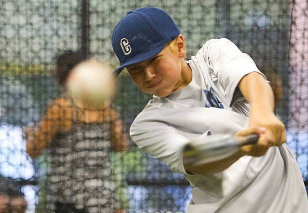 Layton Walls bats at the On Deck Baseball Academy Tuesday, July 31, 2012. For the first time in the leagues 18-year history, the Cheyenne Little League's 11-12 yr. old Majors division won the Nevada State Championship. The North Las Vegas team will now move on to the Little League Western Regionals in San Bernardino on August 3.