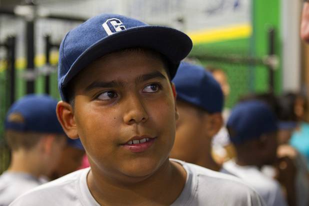 Jimmy Gamboa is interviewed at the On Deck Baseball Academy Tuesday, July 31, 2012. For the first time in the leagues 18-year history, the Cheyenne Little League's 11-12 yr. old Majors division won the Nevada State Championship. The North Las Vegas team will now move on to the Little League Western Regionals in San Bernardino on August 3.