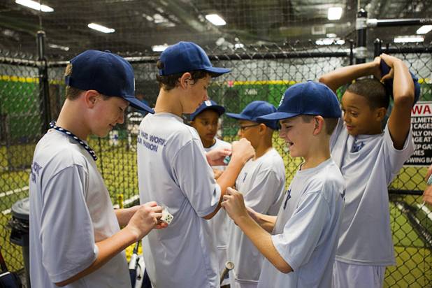 Members of the Cheyenne Little League's Majors Division are pictured at the On Deck Baseball Academy, July 31, 2012. For the first time in the league's 18-year history, the 11-12-year-old division won the Nevada state championship. The North Las Vegas team now moves on to the Little League Western Regionals in San Bernardino, Calif., on Aug. 3.