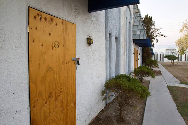 A view of the Desert Gardens Condominiums complex near Martin Luther King Jr. Boulevard and Bonanza Road Monday, Aug. 6, 2012. Of 147 units in the complex, only about 50 are occupied, said a Metro Police officer.
