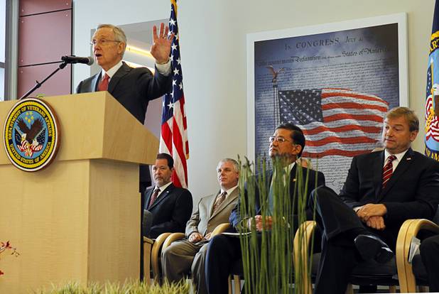 Senate Majority Leader Harry Reid speaks during a dedication ceremony for the VA Southern Nevada Healthcare System Las Vegas Medical Center (VASNHS) in North Las Vegas Monday, August 6, 2012.