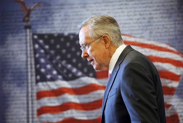 Senate Majority Leader Harry Reid arrives for a dedication ceremony for the VA Southern Nevada Healthcare System Las Vegas Medical Center in North Las Vegas on Monday, Aug. 6, 2012.