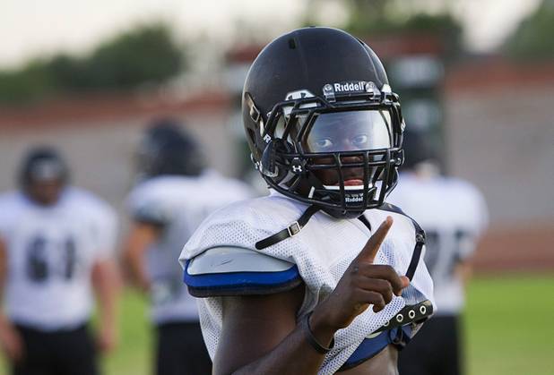 Palo Verde High School's Lee Griggs poses during practice at the school Tuesday, Aug. 7, 2012. Palo Verde will face Desert Vista High School (Arizona) in the Sollenberger Classic at the University of Phoenix Stadium in Arizona on Aug. 18.