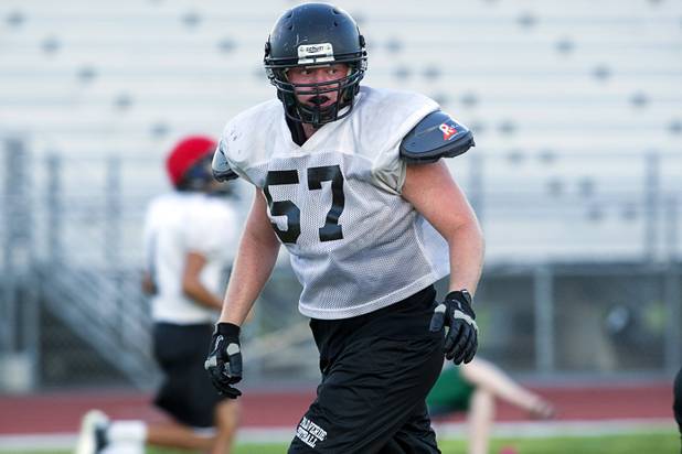 Palo Verde High School's Brad Solomon practices with the team at the school Tuesday, Aug. 7, 2012. Palo Verde will face Desert Vista High School (Arizona) in the Sollenberger Classic at the University of Phoenix Stadium in Arizona on Aug. 18.