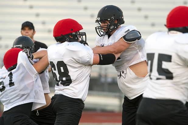 Palo Verde High School football players practice at the school Tuesday, Aug. 7, 2012. Palo Verde will face Desert Vista High School (Arizona) in the Sollenberger Classic at the University of Phoenix Stadium in Arizona on Aug. 18.