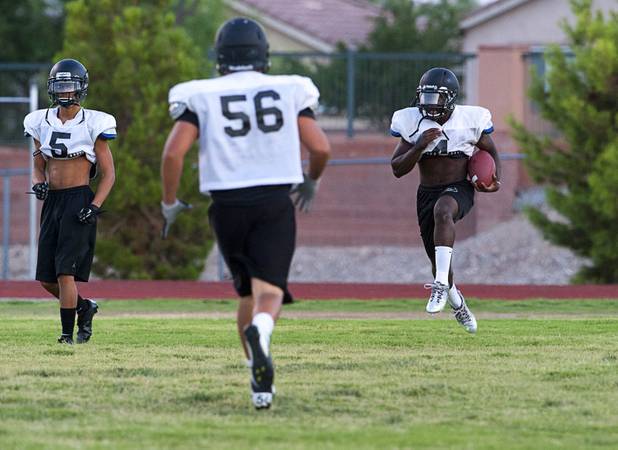 Palo Verde High School's Lee Griggs practices a kick-off return during practice at the school Tuesday, Aug. 7, 2012. Palo Verde will face Desert Vista High School (Arizona) in the Sollenberger Classic at the University of Phoenix Stadium in Arizona on Aug. 18.