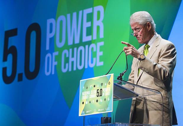 Former President Bill Clinton gives a keynote address during the National Clean Energy Summit 5.0 at the Bellagio Tuesday, August 7, 2012.