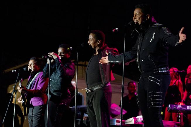 Tito, from left to right, Jackie, Marlon and Jermaine Jackson perform during The Jacksons: Unity Tour 2012, part of the Seaside Summer Concert Series on Saturday, Aug. 11, 2012 in Brooklyn, New York.
