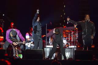 Tito, Jackie, Marlon and Jermaine Jackson perform during The Jacksons: Unity Tour 2012, part of the Seaside Summer Concert Series, on Saturday, Aug. 11, 2012, in Brooklyn, New York.