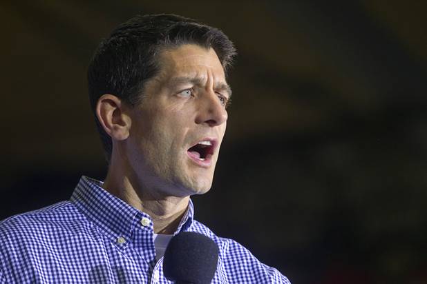 Republican vice presidential candidate Paul Ryan addresses a rally at Palo Verde High School in Summerlin Tuesday, Aug. 14, 2012.