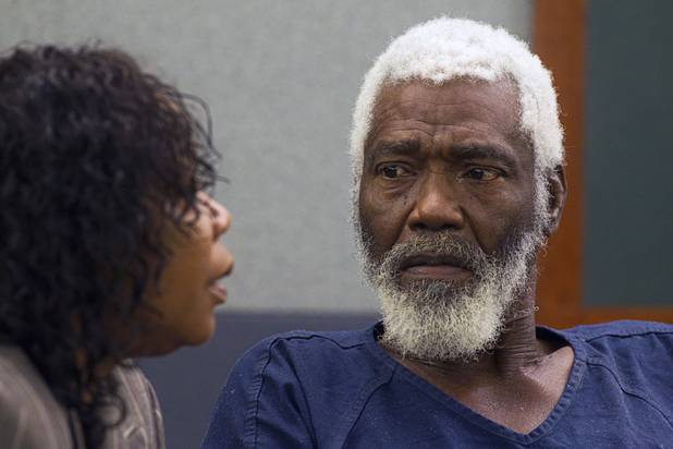 Nathaniel Burkett, right, listens to Special Public Defender Alzora Jackson in court at the Regional Justice Center Thursday, Aug. 16, 2012.  Burkett is suspected of killing two Las Vegas women. A preliminary hearing was set for Oct. 5.