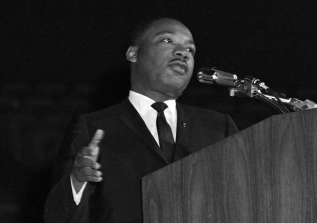 Martin Luther King Jr. delivers a speech at the Las Vegas Convention Center April 26, 1964.
