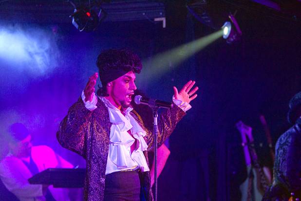 Prince impersonator Jason Tenner performs in The D showroom in downtown Las Vegas Sunday, Aug. 26, 2012.
