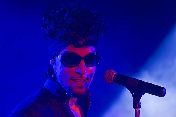 Prince impersonator Jason Tenner performs in The D showroom in downtown Las Vegas Sunday, Aug. 26, 2012.
