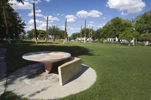A view of the Huntridge Circle Park on Maryland Parkway south of Charleston Boulevard Sunday, Aug. 26, 2012. Signs at the park say that it is only open Friday through Sunday and holidays. The city shut down the park in 2006 because of safety issues involving the homeless but it was reopened in 2011. STEVE MARCUS