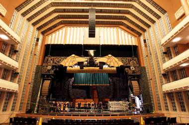 The crew works during load-in for “Wicked” at the Smith Center for the Performing Arts in downtown Las Vegas on Tuesday, Aug. 28, 2012.