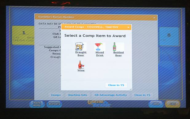 A screen shows features of the United Coin Machine Company's Game Tender tracking system during a news conference at the Orleans Wednesday, Aug. 29, 2012. United Coin, one of the state's largest independent route operators, unveiled five new products for slot route operators.