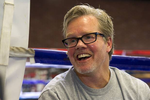 Freddie Roach, trainer for WBC middleweight champion Julio Cesar Chavez Jr., responds to a question during an interview at Top Rank Gym Thursday, Aug. 30, 2012, Chavez will defend his title against Sergio Martinez of Argentina at the Thomas & Mack Center Sept. 15.