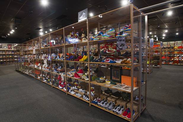 Nike shoes are displayed during the grand opening of the ...
