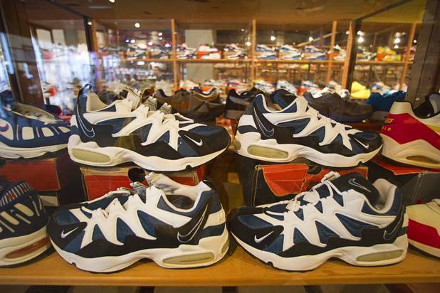Nike shoes are displayed during the grand opening of the ShoeZeum at the Neonopolis mall in downtown Las Vegas Thursday, Aug. 30, 2012. The collection has 2,500 pairs of new Nike shoes.
