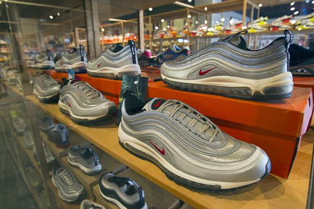 Nike shoes are displayed during the grand opening of the ShoeZeum at the Neonopolis mall in downtown Las Vegas Thursday, Aug. 30, 2012. The collection has 2,500 pairs of new Nike shoes.