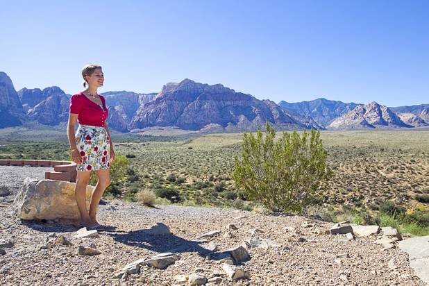 Kaitlyn Ferguson, an intern pastor from Minnesota, looks over the desert at the Red Rock overlook during a trip to the Red Rock Canyon National Conservation Area Saturday, Sept.1, 2012. Ferguson will serve as an intern pastor for a year at the New Song Church in Henderson.