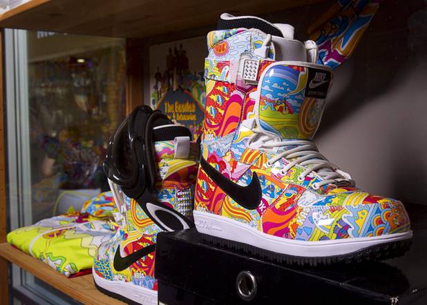 Nike boots are displayed in the ShoeZeum at the Neonopolis ...