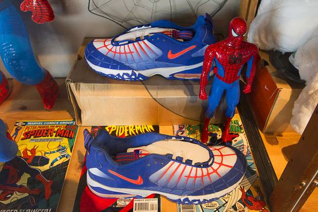 Spiderman-inspired Nike shoes are displayed in the ShoeZeum at the Neonopolis mall in downtown Las Vegas Sept.1, 2012. The collection has 2,500 pairs of new Nike shoes.