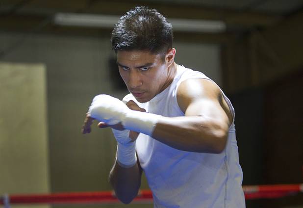 Las Vegan welterweight boxer Jessie Vargas shadow boxes during a workout at Top Rank Gym Tuesday Sept. 4, 2012. Vargas will fight Aron Martinez of Los Angeles at the Hard Rock Hotel on Thursday, September 13.