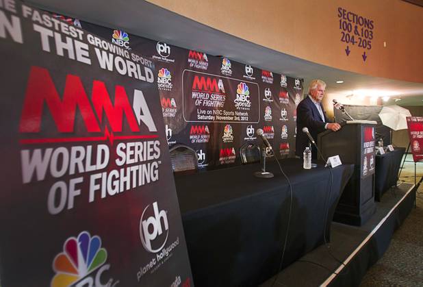 Sig Rogich, CEO of the World Series of Fighting league, speaks during a news conference at the Planet Hollywood Live theater (formerly the Theatre for the Performing Arts) at Planet Hollywood Thursday, Sept. 6, 2012. The new league will debut with a fight card broadcast on NBC at the theater on Nov. 3.