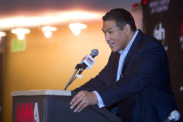 Ray Seto president of the World Series of Fighting league, speaks during a news conference at the Planet Hollywood Live theater (formerly the Theatre for the Performing Arts) at Planet Hollywood Thursday, Sept. 6, 2012. The new mixed martial arts league will debut with a fight card broadcast on NBC at the theater on Nov. 3.