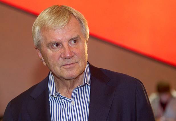 Sig Rogich, CEO of the new World Series of Fighting league, listens to speakers during a news conference at the Planet Hollywood Live theater (formerly the Theatre for the Performing Arts) at Planet Hollywood Thursday, Sept. 6, 2012. The new league will debut with a fight card broadcast on NBC at the theater on Nov. 3.