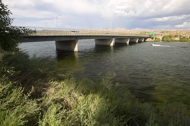 A view of the bridge that connects Laughlin, Nev. and Bullhead City, Ariz. Sunday, Sept. 9. 2012. The photo is taken from the Laughlin side looking west.