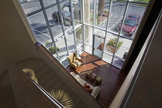 A view of the lobby at Gatski Commercial Real Estate Services Monday, Sept. 10, 2012. The office recently completed an interior renovation. The lobby received new paint, furniture and hardwood floors instead of carpeting.