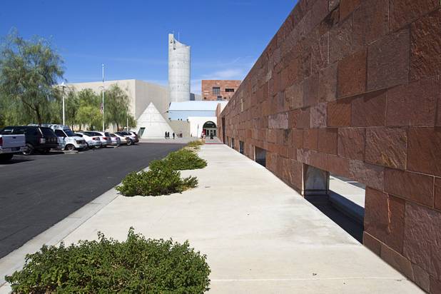 The entrance to the Las Vegas Library, part of the Cultural Corridor, in downtown Las Vegas Sunday, Sept. 16, 2012.