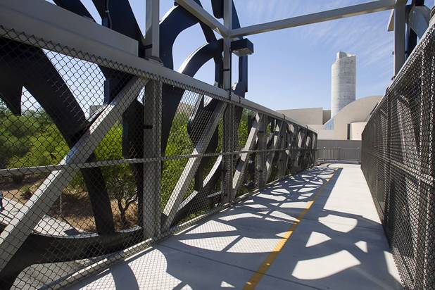 A view from a pedestrian bridge over Las Vegas Boulevard North, part of the Cultural Corridor, in downtown Las Vegas Sunday, Sept. 16, 2012.
