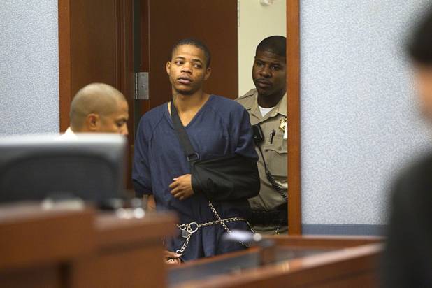 Gary Lee Hosey Jr., the suspected driver of the car that crashed into the bus stop on Spring Mountain Road Thursday, enters the courtroom for an initial appearance at the Regional Justice Center Monday, Sept. 17, 2012. Four people died and eight were injured in the accident.