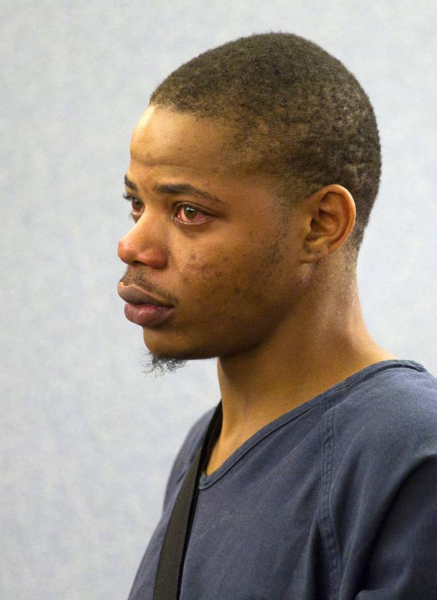 Gary Lee Hosey Jr., the suspected driver of the car that crashed into the bus stop on Spring Mountain Road Thursday, makes an initial appearance at the Regional Justice Center Monday, Sept. 17, 2012. Four people died and eight were injured in the accident.