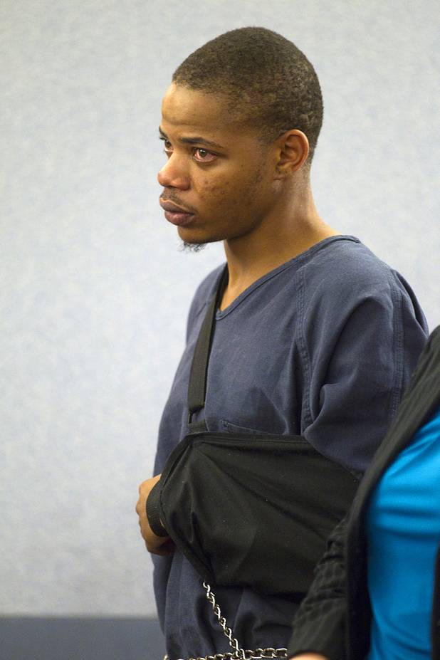 Gary Lee Hosey Jr., the suspected driver of the car that crashed into the bus stop on Spring Mountain Road Thursday, makes an initial appearance at the Regional Justice Center Monday, Sept. 17, 2012. Four people died and eight were injured in the accident.