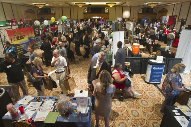 A view of a networking mixer at Texas Station Wednesday, ...