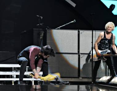 Green Day frontman and guitarist Billie Joe Armstrong and his band perform at the 2012 iHeart Radio Music Festival in MGM Grand Garden Arena on Friday, Sept. 21, 2012.