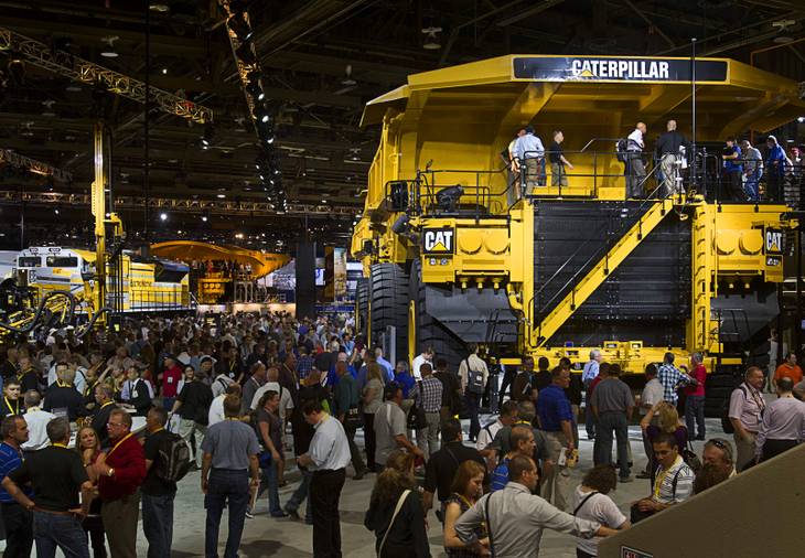 Mining equipment is displayed at the Caterpillar booth during MINExpo International 2012 trade show at the Las Vegas Convention Center Monday, Sept. 24, 2012.