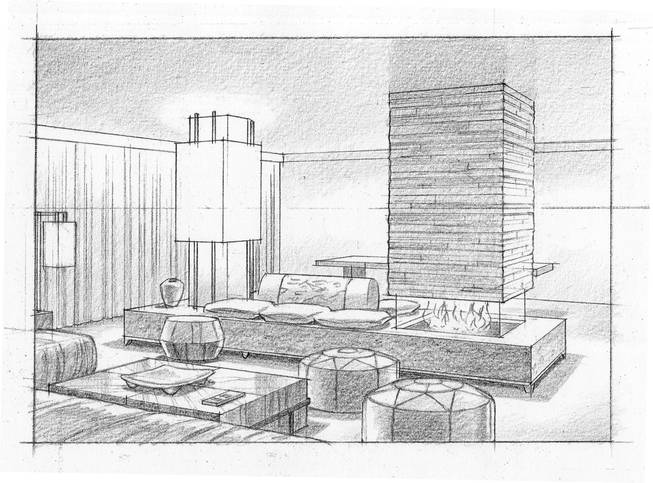 An artist's rendering of the Sake Suite at the Nobu Hotel, among those that went on sale to the public on Oct. 1, 2012, at Caesars Palace.